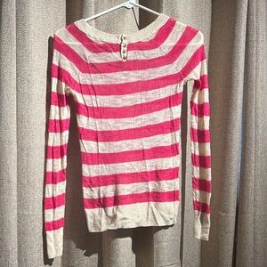 Aerie Pink and Cream Striped Sweater